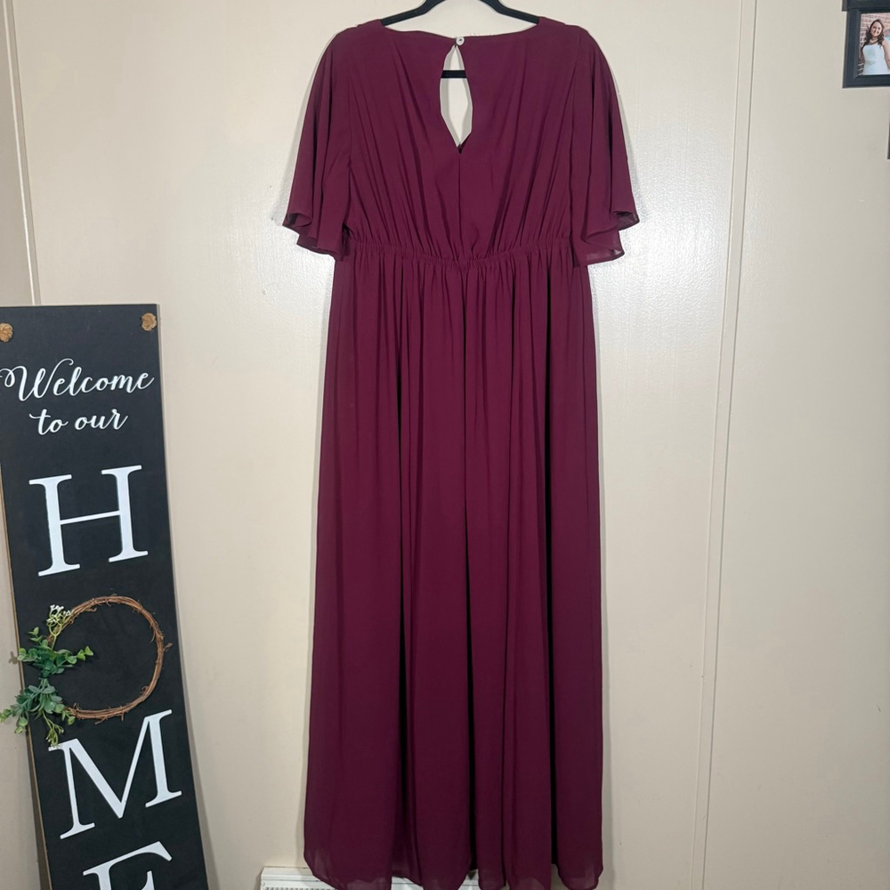 Show Me Your Mumu Emily Empire Maxi Dress Purple Chiffon flutter sleeves 1X - Picture 4 of 10